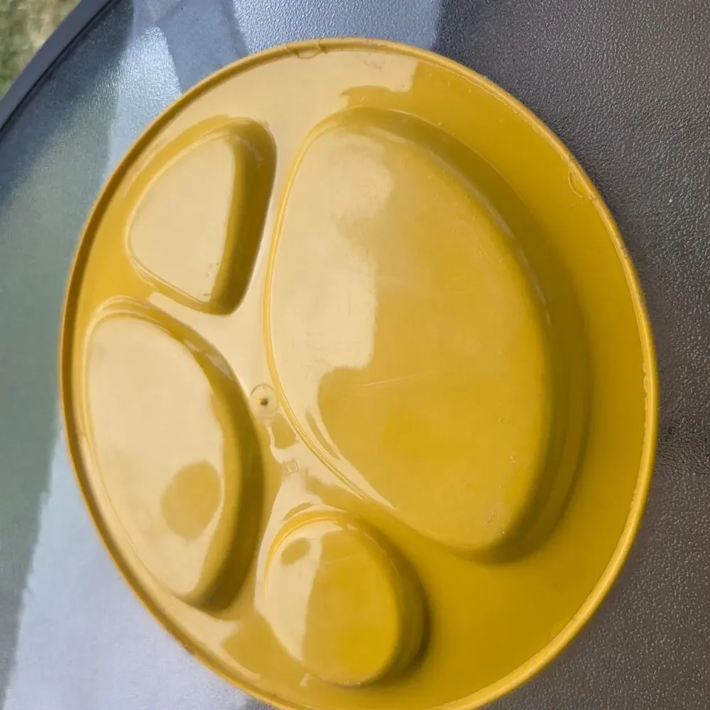 Vintage Mustard Yellow Divided Melamine Divided Plates Set of 2 Mid Century